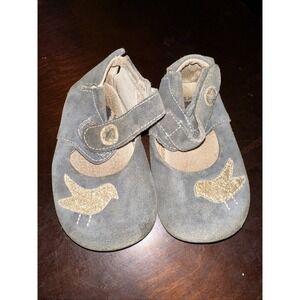 Livie and Luca Baby Girl Toddler Mary‎ Jane Shoes Gray Suede Bird 12-18 Months